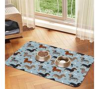 Dachshund Paws And Bones Blue,Waterproof Pet Feeding Mat,PU Leather Placemats for Cat Dog Water Bowl,Food Mats,40x60cm