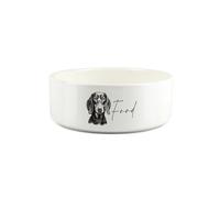 Dachshund Pet Bowl - Black & White Dog Portrait Small Ceramic Food Bowl - White Food Dish For Dogs