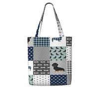 Dachshund Pet Dog Breed Silhouette Black And Tan,Reusable Grocery Bags Shopping Tote Bags Large Capacity Canvas Shoulder bag