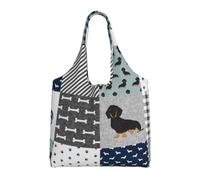 Dachshund Pet Dog Breed Silhouette Black And Tan,Reusable Tote Bags Grocery Bags Large Capacity Canvas Shopping Shoulder bag