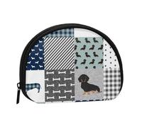 Dachshund Pet Dog Breed Silhouette Black and Tan, Women's Storage Bag Shell Makeup Bag Small Coin Purse Shell Change Pouch