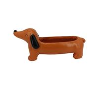 Dachshund Planter - Cute Animal Flower Pot, Resin Garden Decoration | Weather-Resistant Planter For Indoor Outdoor Use, Funky Home Garden Gift For Women Mom Birthdays, Decorative Pot For Plants Flower