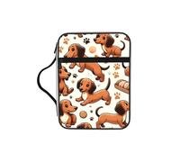 Dachshund-Play-Party Bible Cover Case with Handle, Water-Resistant Oxford Fabric Bible Bag Organizer with Zipper Pockets for Church