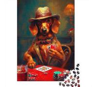 Dachshund Plays Poker 1000 Piece Jigsaw, New Year Gift, 70x50cm/1000pcs