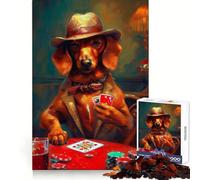 Dachshund Plays Poker Jigsaw Puzzles 1000 Pieces Recall Boost Clean Connection Real Challenge Xmas Gift (50x75cm)