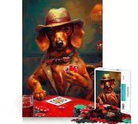 Dachshund Plays Poker Teenagers 1000 Piece Jigsaw Puzzle Enjoyable Game Precise Edge Family Enjoyable (38x26cm)