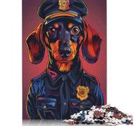 Dachshund Police Officer Puzzle for Adults And Teenagers 500 Pieces Wooden Puzzles for Adults & Teenager Unique Home Decor And Gifts 500pcs (52x38cm)