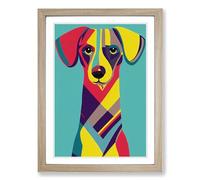 Dachshund Pop Art Vol Framed Wall Art Print A2 Oak