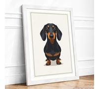 Dachshund Portrait Modern Framed Wall Art Print A3 (42×29.7cm) White, Wall Decor for Living Room, Bedroom, Office & Home, Ready to Hang, Art Gift