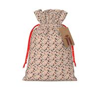Dachshund Print Festive Christmas Bag Drawstring Bags Holiday Xmas Seasonal Decor Gift Presents
