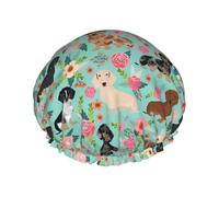 dachshund Print Shower Cap - Double Layer Breathable, Adjustable Elastic Strap, Durable Hotel Travel Essentials
