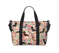 Dachshund Printed Travel Duffel Bag for Women Men - Weekend Overnight Bags with Adjustable Shoulder Strap and Handle