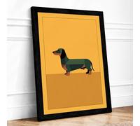 Dachshund Profile Minimalist Framed Wall Art Print A4 (29.7×21cm) Black, Wall Decor for Living Room, Bedroom, Office & Home, Ready to Hang, Art Gift