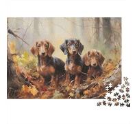 Dachshund Puppies Autumn 1000 Piece S Classic Jigsaw Puzzle for Adults Kids Impossible Hard Difficult Challenging Decompression Wall Decor 70x50cm/1000pcs