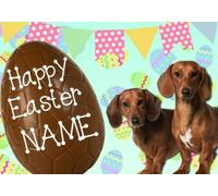 Dachshund Puppy Happy Easter Personalised Greeting Card A5 Chocolate Egg EE58