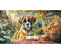 Dachshund-Puppy-in-Autumn-Street Jigsaw Puzzles 1000Pc Educational Game Challenge Recycled Paper Impossible Hard Difficult for Adults and Kids Age 12 Years + 38x52/1000pcs