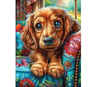 Dachshund Puppy in Cozy Room 1000-piece Jigsaw Puzzle Set For Adults Teens 14+ Logic Skill Indoor Game Family Game Night Summer Durable Material 1000 PCS