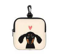 Dachshund Puppy Love, Coin Purse Square Zipper Storage Bag, Change Pouch with Lobster Buckle Clasp Buckle, Change Purse