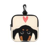 Dachshund Puppy Love, Square Zipper Storage Bag, Neoprene Coin Purse, Small Wallets, Change Pouch, Change Purse