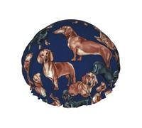 Dachshund Puppy,Shower Cap Nightcap Double Layer Waterproof Elastic Bath Cap Reusable Hair Cap