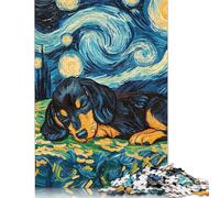Dachshund Puppy Sleeping Wooden Jigsaw Puzzles for Adults 1000 Piece Rectangular Puzzle for Adults Game 1000pcs (75x50cm)