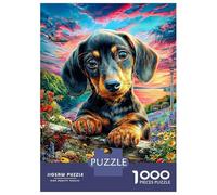 Dachshund Puzzle 1000 Pcs Jigsaw Puzzle Challenge Paper Eco-friendly Puzzle for Adults & for Age 12 And Up 52x38cm/1000pcs