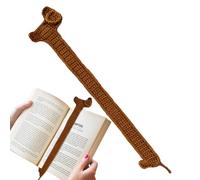 Dachshund Reading Bookmark - 27 x 7 cm Handmade Crochet Marker | Cotton Yarn Puppy Side Holder - Long Tail Dog Design - Strap | Ideal for Daily Reading and the Use of a New L