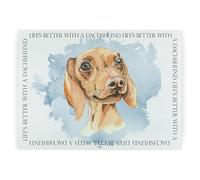 Dachshund Rectangular Glass Worktop Protector - Life's Better with a Dog Gift - Large Textured Kitchen Chopping/Cutting Board Worktop Saver with Non-Slip Feet 39cm x 28.5cm (15" x 11")