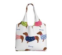 Dachshund Red Coat Dog Breed Pet Pattern Sweater,Reusable Tote Bags Grocery Bags Large Capacity Canvas Shopping Shoulder bag