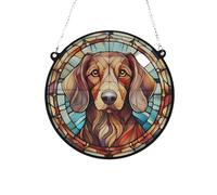 Dachshund Red Stained Glass Effect Suncatcher Gift for Dog Lovers - 19cm