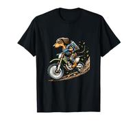 Dachshund Riding Motorcycle Leaves T-Shirt