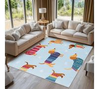 Dachshund Rugs Living Room Cute Cartoon Animal Area Rugs for Bedroom 200 x 290, Printed Anti Slip Washable Short Pile Carpet for Kitchen Home Decor C-N3