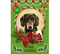 Dachshund Sausage Dog Christmas Card Green 'Happy Christmas' - Special Animal Xmas Card for Him Her from Pets Kids