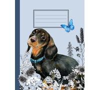 Dachshund / sausage dog puppy floral paperback notebook