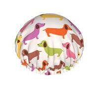 Dachshund Sausage Dogs Cute Dog,Shower Cap Nightcap Double Layer Waterproof Elastic Bath Cap Reusable Hair Cap