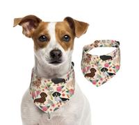 Dachshund Sausage Dogs Florals,Pet Bib Scarf Cats Dog Bandana Dogs Towel Bib Adjustable Pet Scarf,M