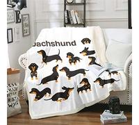 Dachshund Sausage Fleece Throw Blanket Kids Boys Toddler Cute Puppy Dog Fluffy Flannel Sherpa Blanket Weiner Dog Plush Blankets and Throws Fuzzy Blanket for Bed Black White Single 50x60 Inch