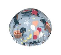 Dachshund Sausage Shower Cap,Nightcap Double Layer Waterproof Elastic Bath Cap Reusable Bathing Hair Cap