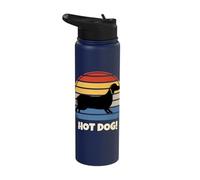 Dachshund Sausage Weiner Dog Mom Dad Breed Retro Sunset Stainless Steel Insulated Water Bottle