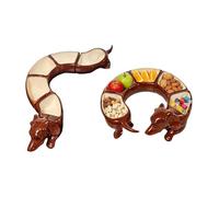 Dachshund Serving Tray - Natural Wood, Handmade 5 Section Plate, Serving Tray with Compartments, 10x10 inch, Carved Dog Shape, Food-safe Finish |, Eating, Dinner, Tabletop, Rest