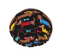 Dachshund,Shower Cap Nightcap Double Layer Waterproof Elastic Bath Cap Reusable Hair Cap