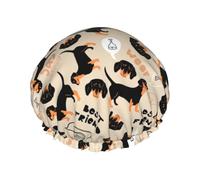 Dachshund,Shower Cap Nightcap Double Layer Waterproof Elastic Bath Cap Reusable Hair Cap