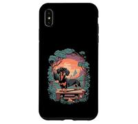 Dachshund Silhouette Chasing Ball at Sunset Case for iPhone XS Max