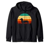 Dachshund Silhouette Sunset Retro Animal Pet Weiner Dog Zip Hoodie