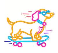 Dachshund Skateboard Neon Light Sign, Acrylic Material, USB Powered, Stylish Skateboard Wall Decor, Elegant Neon Signs For Wall, 13.8×11.4 Inches, Perfect for Living Room Bar Shop Birthday Party