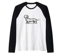 Dachshund Sketch Wiener Abstract Dog Scribble Art Minimalist Raglan Baseball Tee