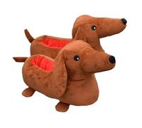 Dachshund Slippers For Women, Adult Cute Plush Warm Dachshund Animal Slippers, Cartoon Winter Fluffy Dachshund Slides (Brown, Adult, Women, 3, Numeric Range, UK Footwear Size System, 8, Medium)