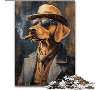 Dachshund Smoking Cigarette Jigsaws 1000 Pieces for Teenagers, for Age 14+ Home Art Decor Family Games Christmas Birthday Gifts (26x38cm)