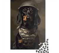 Dachshund Soldier Paper Jigsaw Puzzles 1000 Pieces for Adults Jigsaw Puzzles for Adults 1000 Piece Puzzle Educational Games 1000pcs (38x26cm)