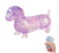 Dachshund Squishy, Squishy Weiner Dog, Glitter Weiner Dog Sq Uishy, Sparkly Cute Mini Rainbow Sausage Dogs for Adults (D)